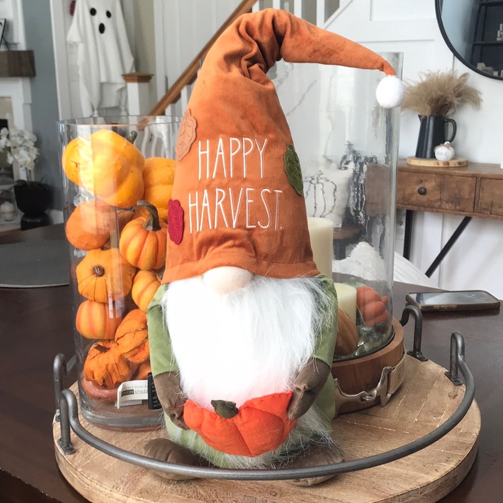Rae Dunn "Happy Harvest" Plush Autumn Pumpkin Gnome